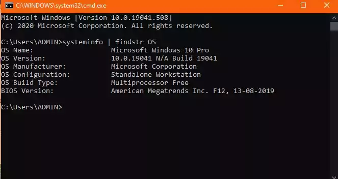 System Info | findstr OS